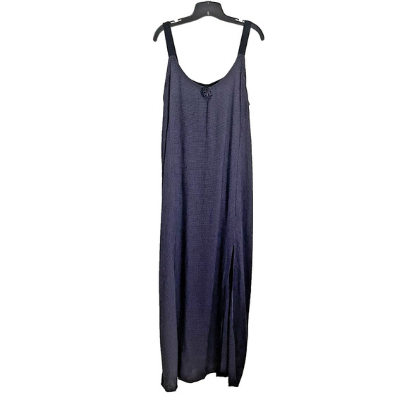 Vtg Zoe Maxi Dress NWT Gray Purple Gingham Rosette Detail Grunge Whimsigoth L - Picture 1 of 9